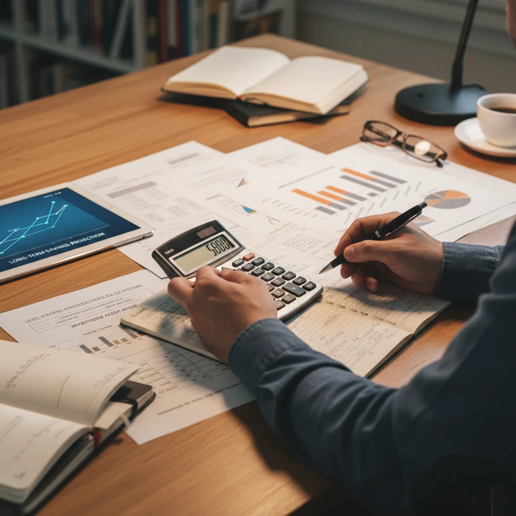 Pessoa calculando investimentos para o futuro da aposentadoria