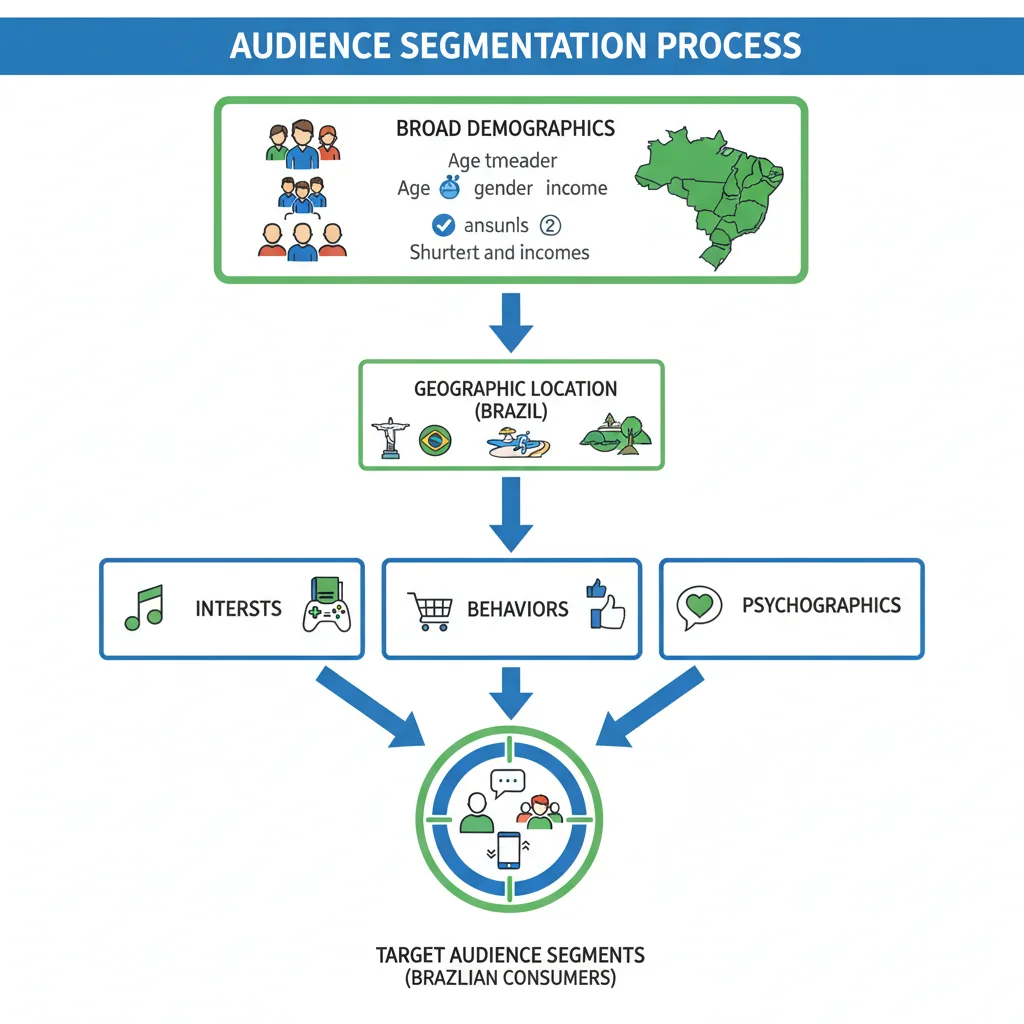 Fluxograma de segmentação de público para campanhas de Google Ads no dropshipping brasileiro.