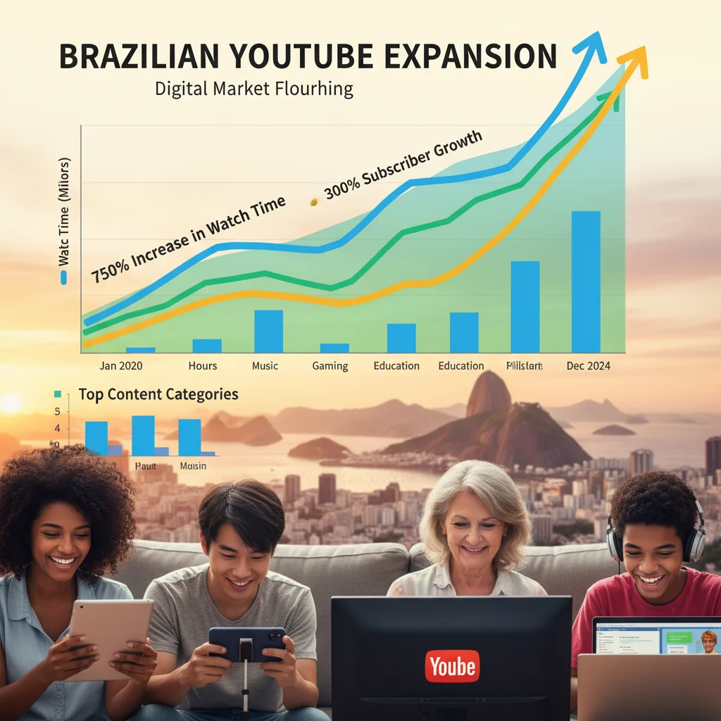Gráfico de crescimento do consumo de vídeos no YouTube no Brasil