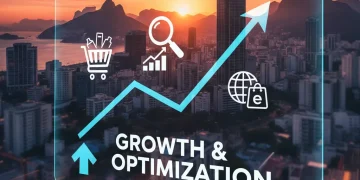 Gráfico ascendente representando o crescimento de vendas em negócios online no Brasil.