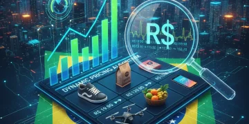 Gráfico de crescimento de lucros com precificação dinâmica no e-commerce brasileiro