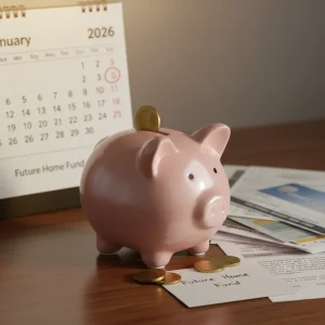 Emergency Fund: Protect Your Financial Future by 2026 Piggy bank with financial documents and a 2026 calendar, symbolizing an emergency fund.